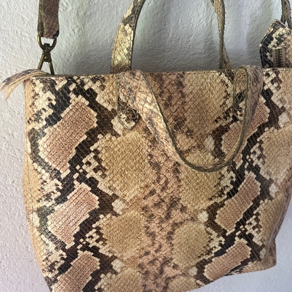 Madewell snakeskin leather transport tote